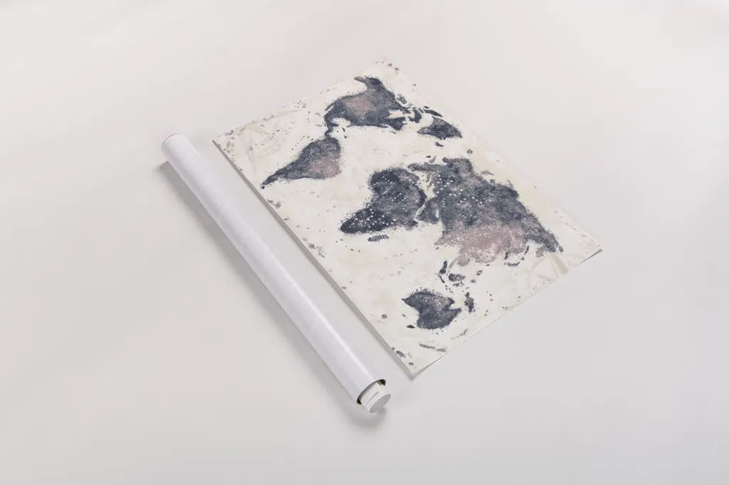 Explore the World I no Words Dark by Veronique Charron. shown as a rolled paper print. Available as archival giclee rolled canvas, fine art paper, or poster print. SKU 57622i.