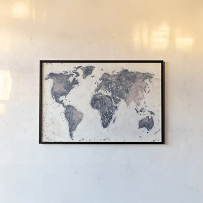 Explore the World I no Words Dark by Veronique Charron. shown as a paper print in a black flame. Available as a archival giclee rolled canvas, fine art paper, or poster print. SKU 57622i.