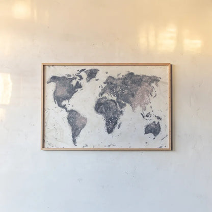 Explore the World I no Words Dark by Veronique Charron. shown as a paper print in a natural frame. Available as a archival giclee rolled canvas, fine art paper, or poster print. SKU 57622i.