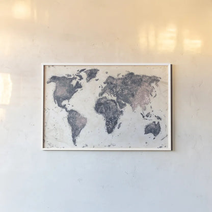 Explore the World I no Words Dark by Veronique Charron. shown as a paper print in a white frame. Available as a archival giclee rolled canvas, fine art paper, or poster print. SKU 57622i.
