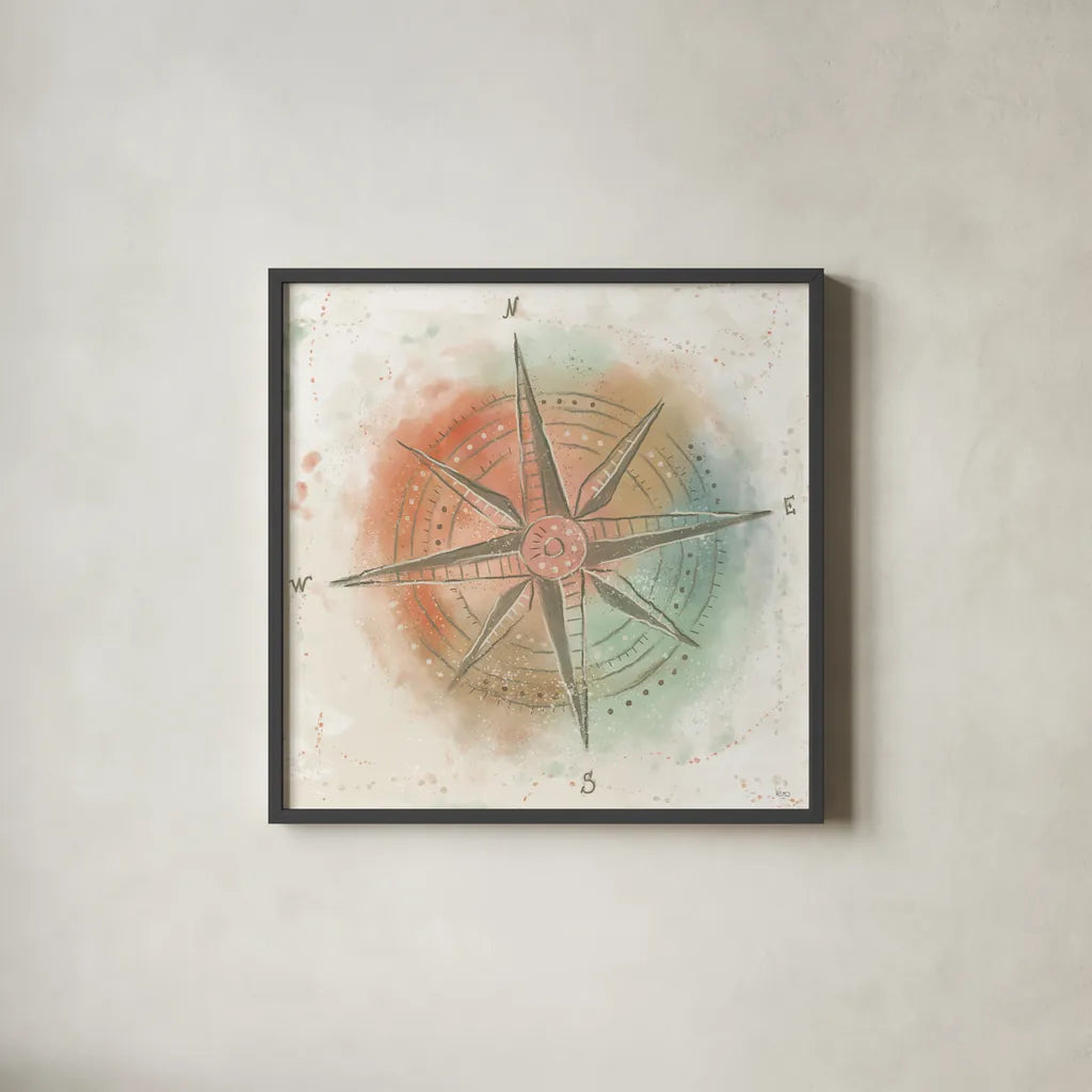 Explore the World II by Veronique Charron. Shown in a sleek black glass frame for a contemporary gallery look. Available as an archival giclee rolled canvas, fine art paper, or poster print. SKU 55196a.