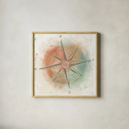 Explore the World II by Veronique Charron. Shown in a natural wood glass frame for a timeless modern aesthetic. Available as an archival giclee rolled canvas, fine art paper, or poster print. SKU 55196a.