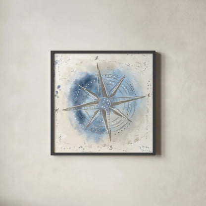 Explore the World II Blue Brown by Veronique Charron. Shown in a sleek black glass frame for a contemporary gallery look. Available as an archival giclee rolled canvas, fine art paper, or poster print. SKU 62635a.