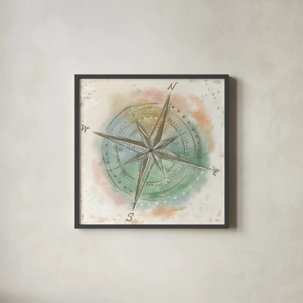 Explore the World III by Veronique Charron. Shown in a sleek black glass frame for a contemporary gallery look. Available as an archival giclee rolled canvas, fine art paper, or poster print. SKU 55197a.
