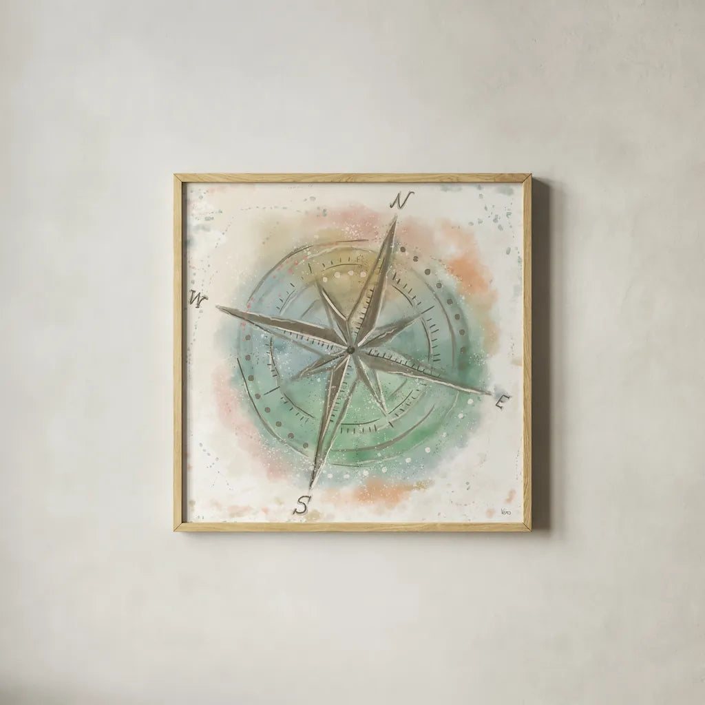 Explore the World III by Veronique Charron. Shown in a natural wood glass frame for a timeless modern aesthetic. Available as an archival giclee rolled canvas, fine art paper, or poster print. SKU 55197a.