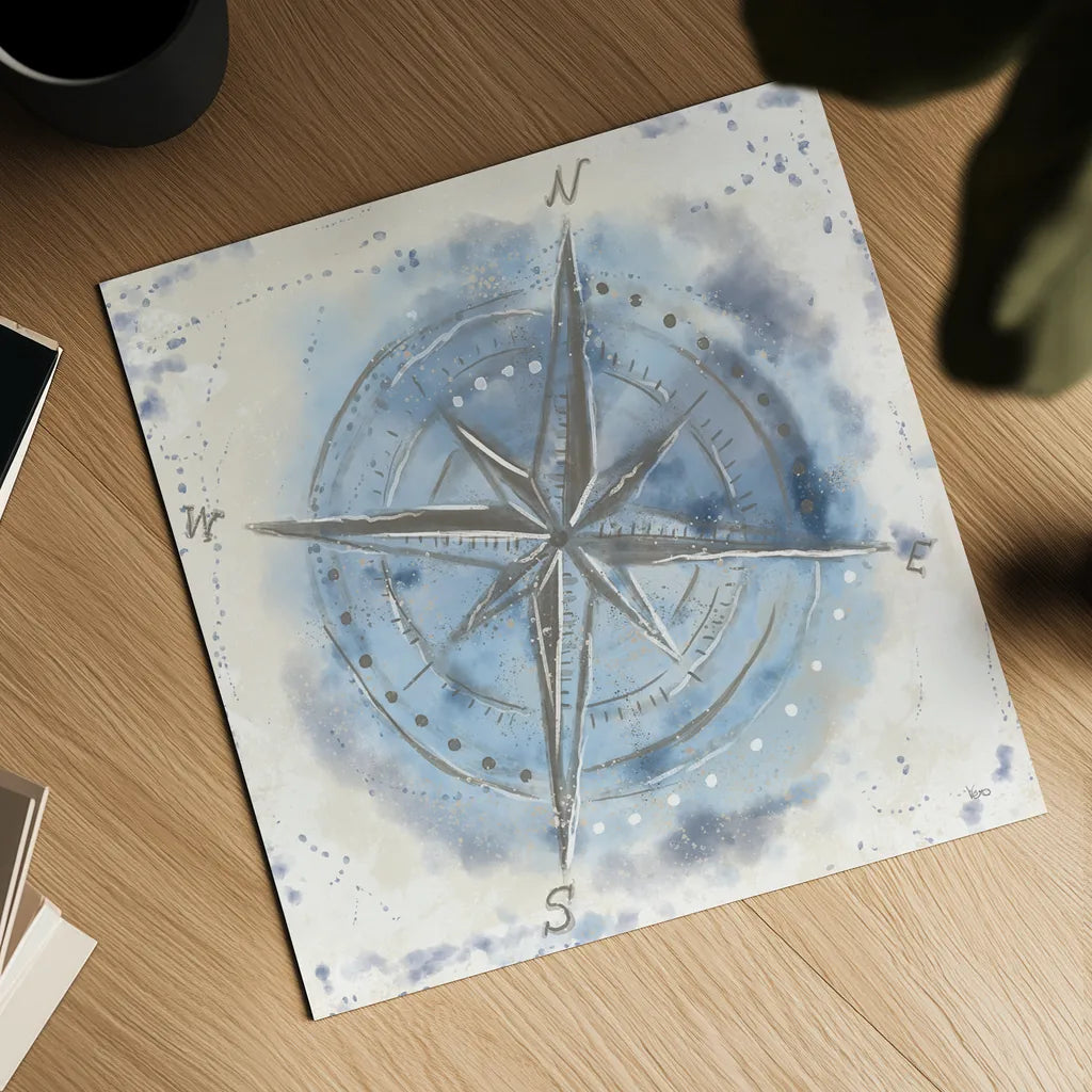 Explore the World III Blue Brown by Veronique Charron. Shown as a detailed flat fine art print, highlighting archival giclee quality. Available as an archival giclee rolled canvas, fine art paper, or poster print. SKU 62636a.