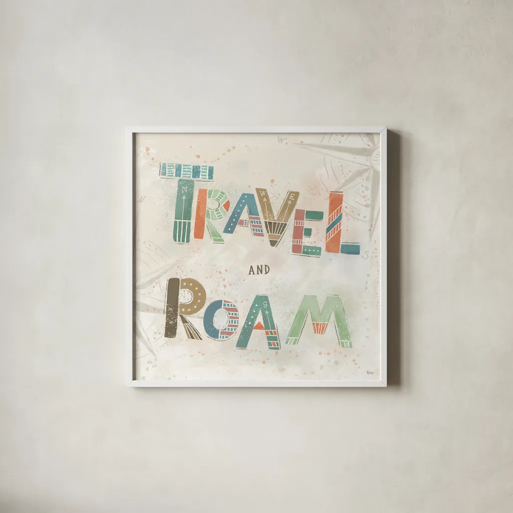 Explore the World V by Veronique Charron. Shown in a crisp white glass frame for a clean and minimalist style. Available as an archival giclee rolled canvas, fine art paper, or poster print. SKU 55199a.