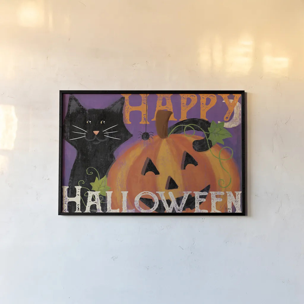 Festive Felines I by Veronique Charron. shown as a paper print in a black flame. Available as a archival giclee rolled canvas, fine art paper, or poster print. SKU 54884i.