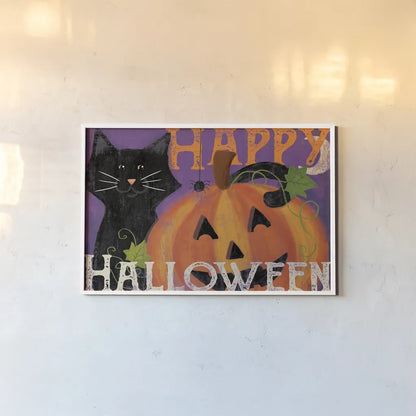 Festive Felines I by Veronique Charron. shown as a paper print in a white frame. Available as a archival giclee rolled canvas, fine art paper, or poster print. SKU 54884i.