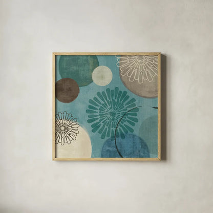 Flora Mood II by Veronique Charron. Shown in a natural wood glass frame for a timeless modern aesthetic. Available as an archival giclee rolled canvas, fine art paper, or poster print. SKU 5855a.