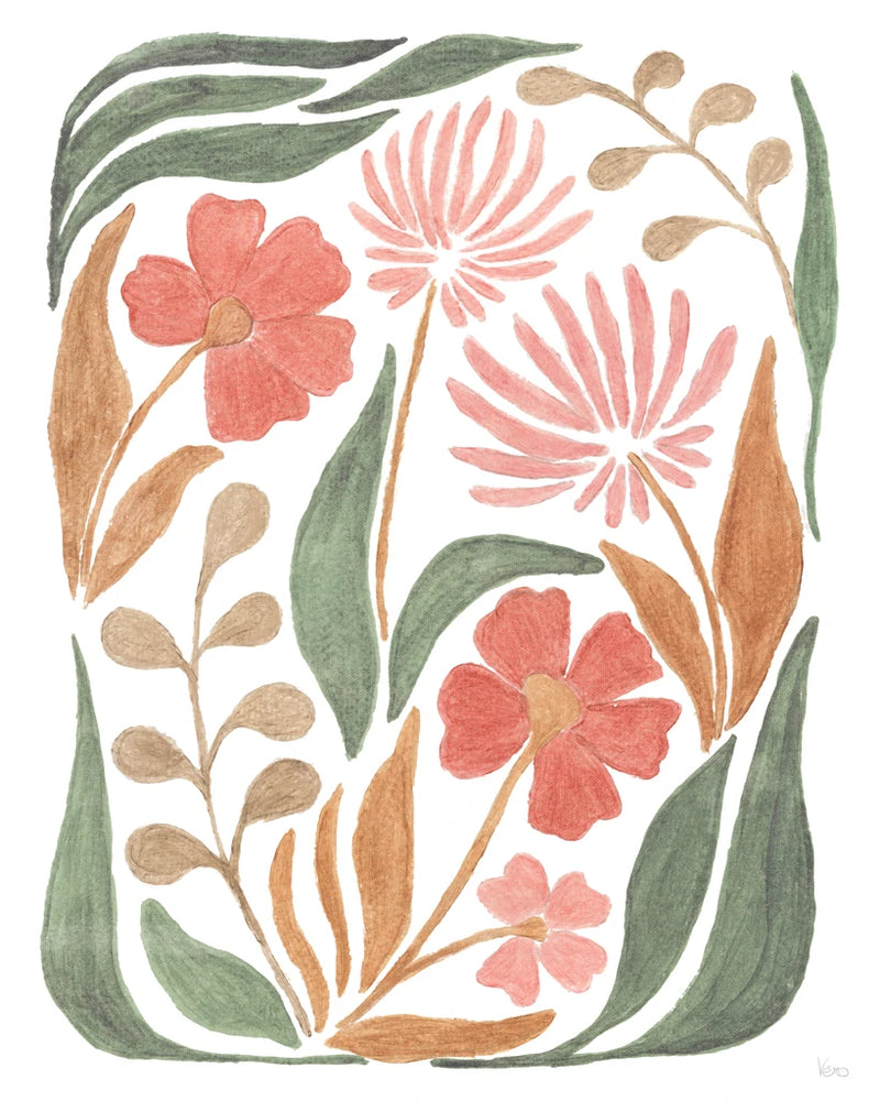 Floral Abstract II on White by Veronique Charron