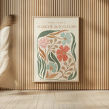 Floral Abstract Poster I by Veronique Charron. shown as over sized large wall art. Available as an archival giclee rolled canvas, fine art paper, or poster print. SKU 86103h.