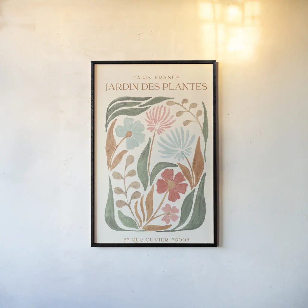 Floral Abstract Poster I by Veronique Charron. shown as a paper print in a black flame. Available as a archival giclee rolled canvas, fine art paper, or poster print. SKU 86104h.