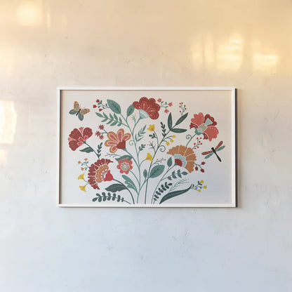 Floral Style I by Veronique Charron. shown as a paper print in a white frame. Available as a archival giclee rolled canvas, fine art paper, or poster print. SKU 82038i.