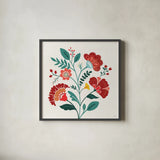 Floral Style III by Veronique Charron. Shown in a sleek black glass frame for a contemporary gallery look. Available as an archival giclee rolled canvas, fine art paper, or poster print. SKU 82040a.