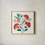 Floral Style III by Veronique Charron. Shown in a natural wood glass frame for a timeless modern aesthetic. Available as an archival giclee rolled canvas, fine art paper, or poster print. SKU 82040a.