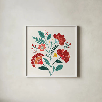 Floral Style III by Veronique Charron. Shown in a crisp white glass frame for a clean and minimalist style. Available as an archival giclee rolled canvas, fine art paper, or poster print. SKU 82040a.