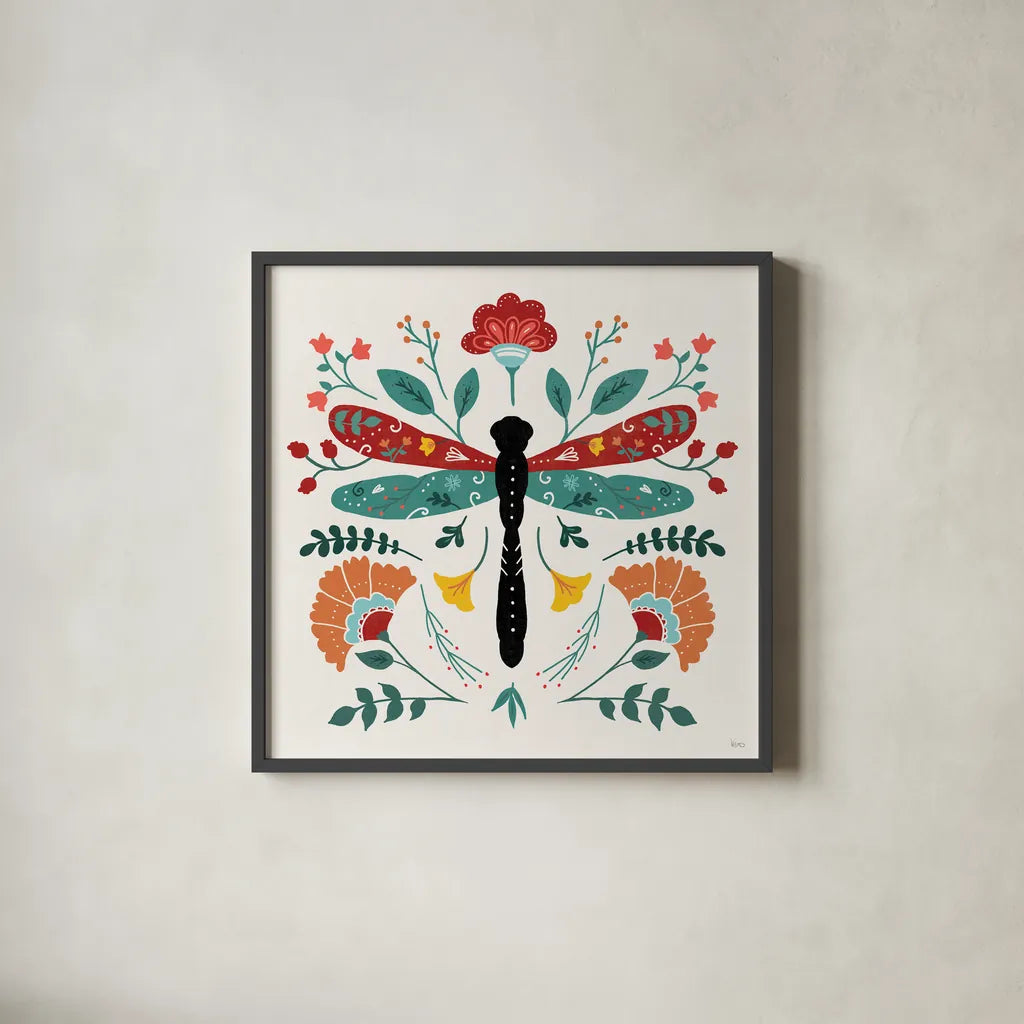 Floral Style IV by Veronique Charron. Shown in a sleek black glass frame for a contemporary gallery look. Available as an archival giclee rolled canvas, fine art paper, or poster print. SKU 82041a.