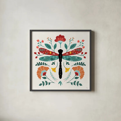 Floral Style IV by Veronique Charron. Shown in a sleek black glass frame for a contemporary gallery look. Available as an archival giclee rolled canvas, fine art paper, or poster print. SKU 82041a.
