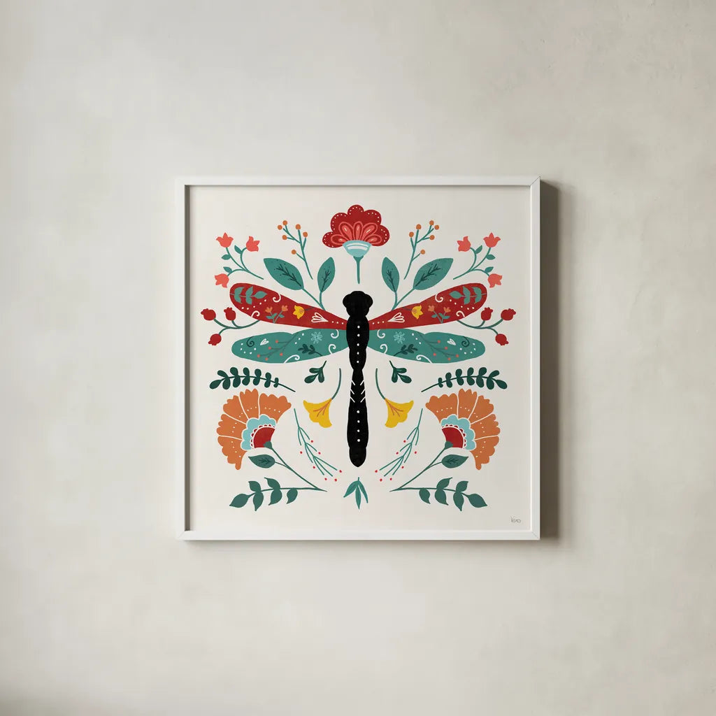 Floral Style IV by Veronique Charron. Shown in a crisp white glass frame for a clean and minimalist style. Available as an archival giclee rolled canvas, fine art paper, or poster print. SKU 82041a.