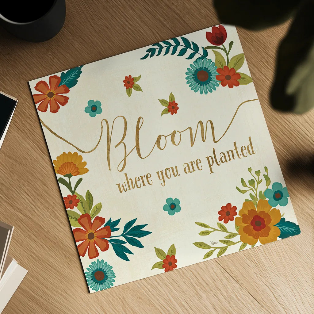 Flourish I by Veronique Charron. Shown as a detailed flat fine art print, highlighting archival giclee quality. Available as an archival giclee rolled canvas, fine art paper, or poster print. SKU 33559a.