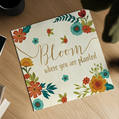 Flourish I by Veronique Charron. Shown as a detailed flat fine art print, highlighting archival giclee quality. Available as an archival giclee rolled canvas, fine art paper, or poster print. SKU 33559a.