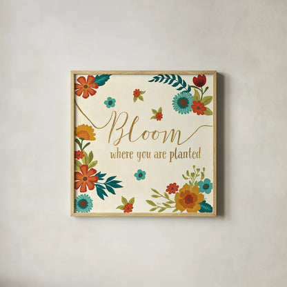 Flourish I by Veronique Charron. Shown in a natural wood glass frame for a timeless modern aesthetic. Available as an archival giclee rolled canvas, fine art paper, or poster print. SKU 33559a.