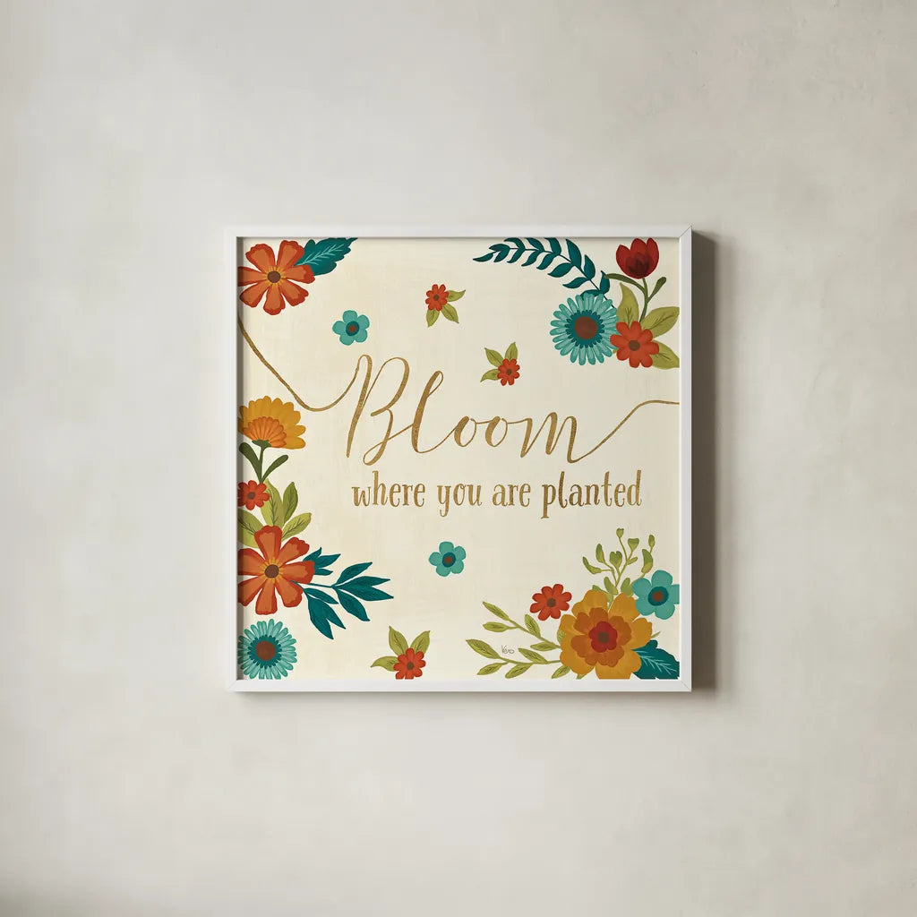 Flourish I by Veronique Charron. Shown in a crisp white glass frame for a clean and minimalist style. Available as an archival giclee rolled canvas, fine art paper, or poster print. SKU 33559a.