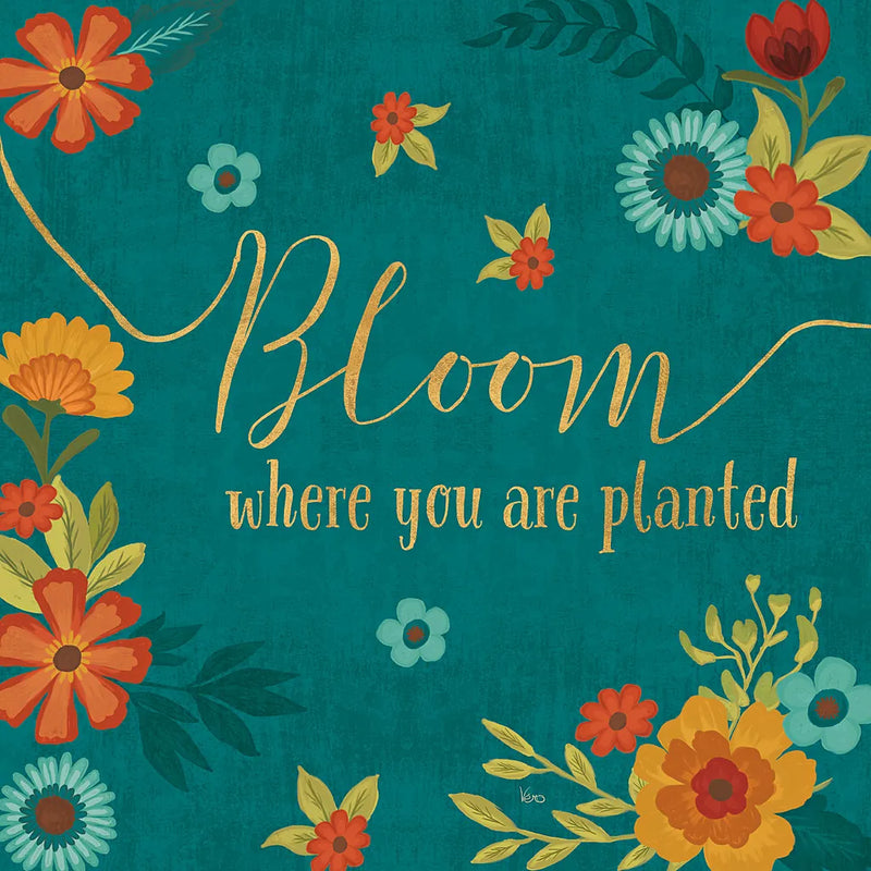 Flourish I Teal by Veronique Charron. SKU 33565a. Archival Giclee Fine art print for wall decor.