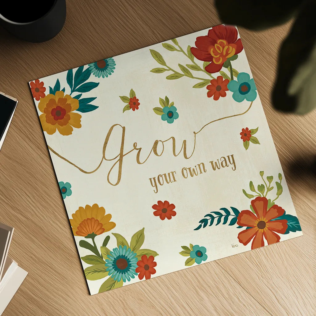 Flourish II by Veronique Charron. Shown as a detailed flat fine art print, highlighting archival giclee quality. Available as an archival giclee rolled canvas, fine art paper, or poster print. SKU 33560a.