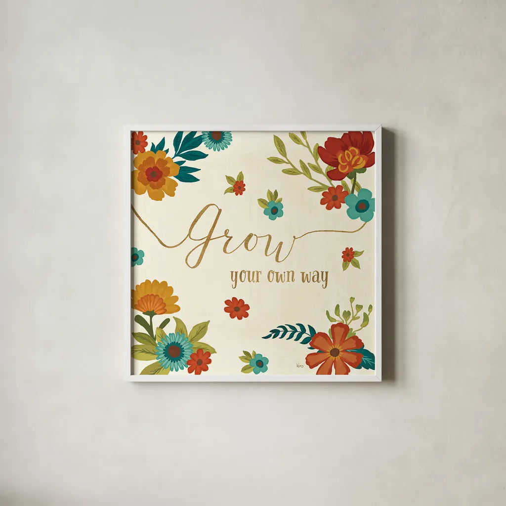 Flourish II by Veronique Charron. Shown in a crisp white glass frame for a clean and minimalist style. Available as an archival giclee rolled canvas, fine art paper, or poster print. SKU 33560a.