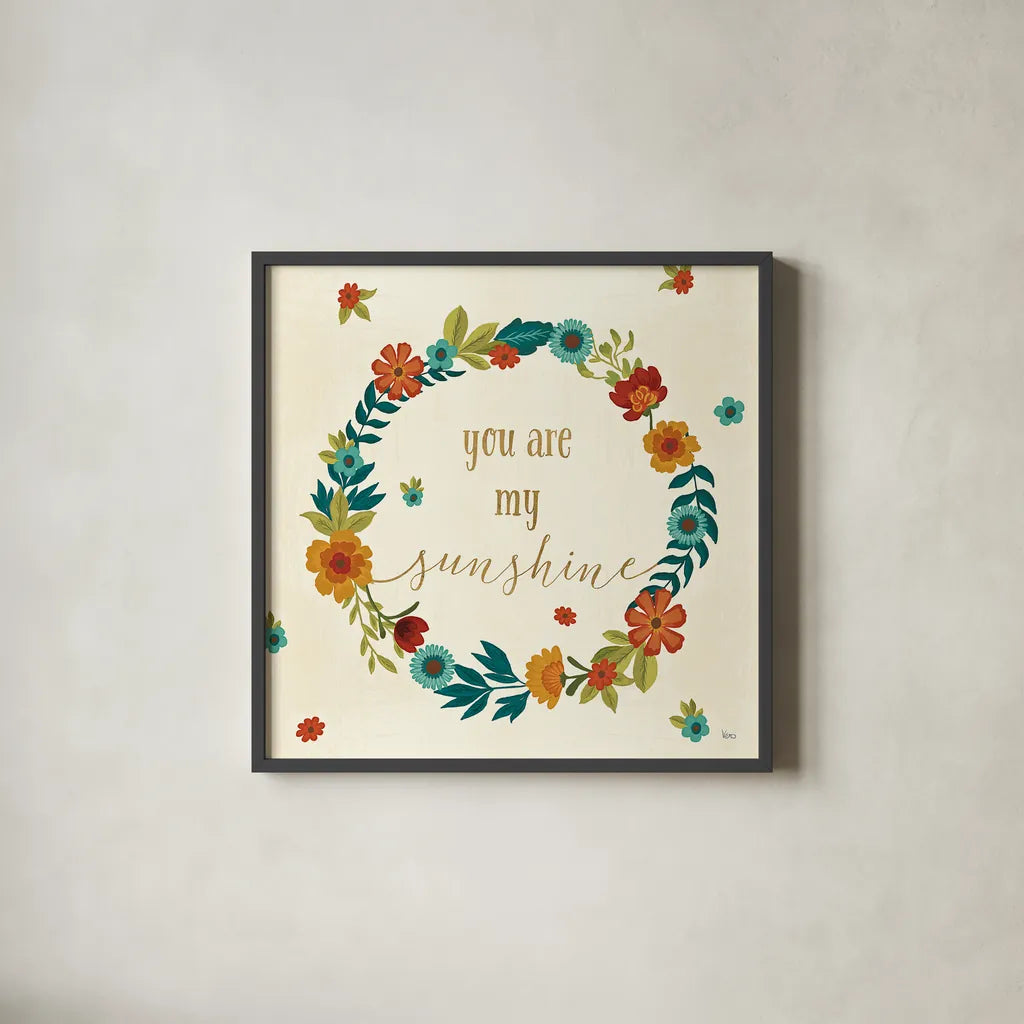 Flourish III by Veronique Charron. Shown in a sleek black glass frame for a contemporary gallery look. Available as an archival giclee rolled canvas, fine art paper, or poster print. SKU 33561a.