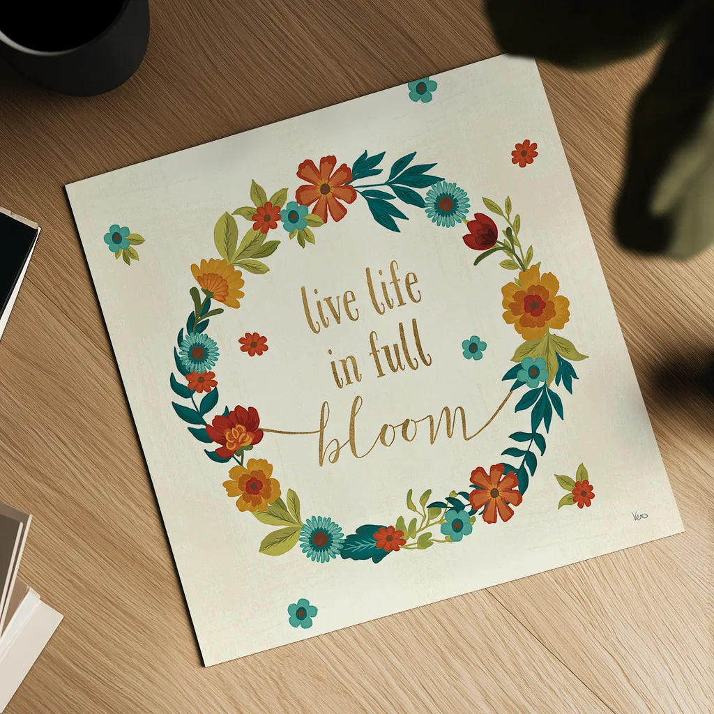 Flourish IV by Veronique Charron. Shown as a detailed flat fine art print, highlighting archival giclee quality. Available as an archival giclee rolled canvas, fine art paper, or poster print. SKU 33562a.