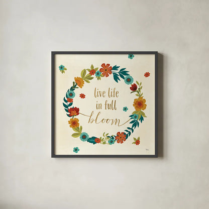 Flourish IV by Veronique Charron. Shown in a sleek black glass frame for a contemporary gallery look. Available as an archival giclee rolled canvas, fine art paper, or poster print. SKU 33562a.