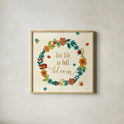 Flourish IV by Veronique Charron. Shown in a natural wood glass frame for a timeless modern aesthetic. Available as an archival giclee rolled canvas, fine art paper, or poster print. SKU 33562a.