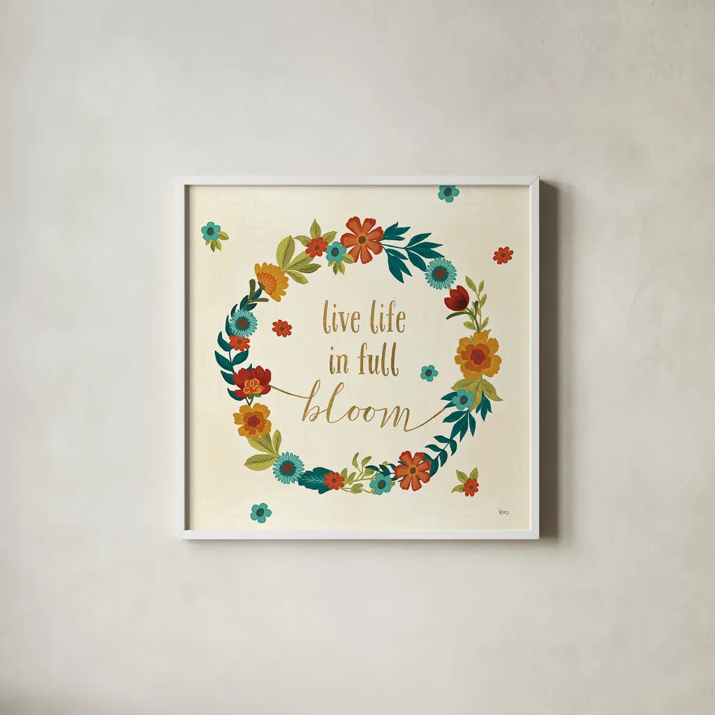 Flourish IV by Veronique Charron. Shown in a crisp white glass frame for a clean and minimalist style. Available as an archival giclee rolled canvas, fine art paper, or poster print. SKU 33562a.