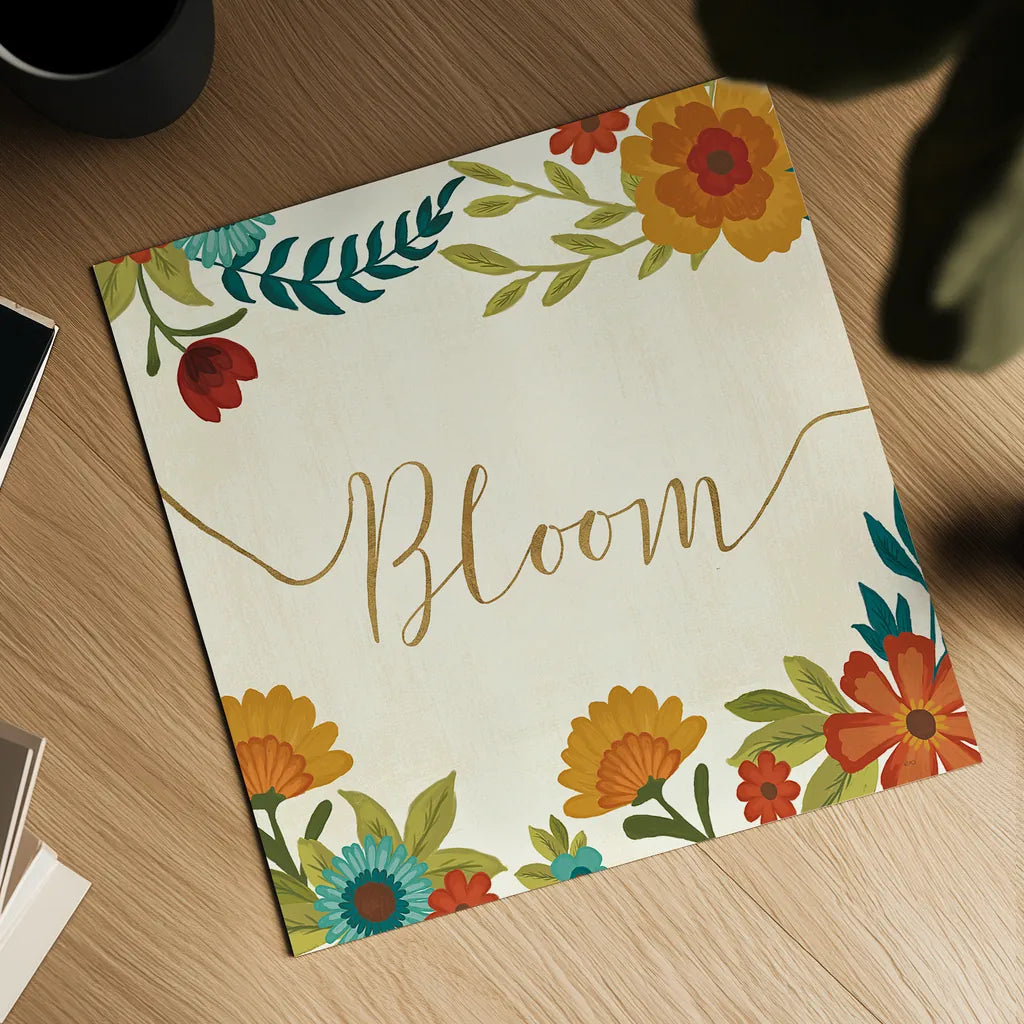 Flourish V by Veronique Charron. Shown as a detailed flat fine art print, highlighting archival giclee quality. Available as an archival giclee rolled canvas, fine art paper, or poster print. SKU 34535a.