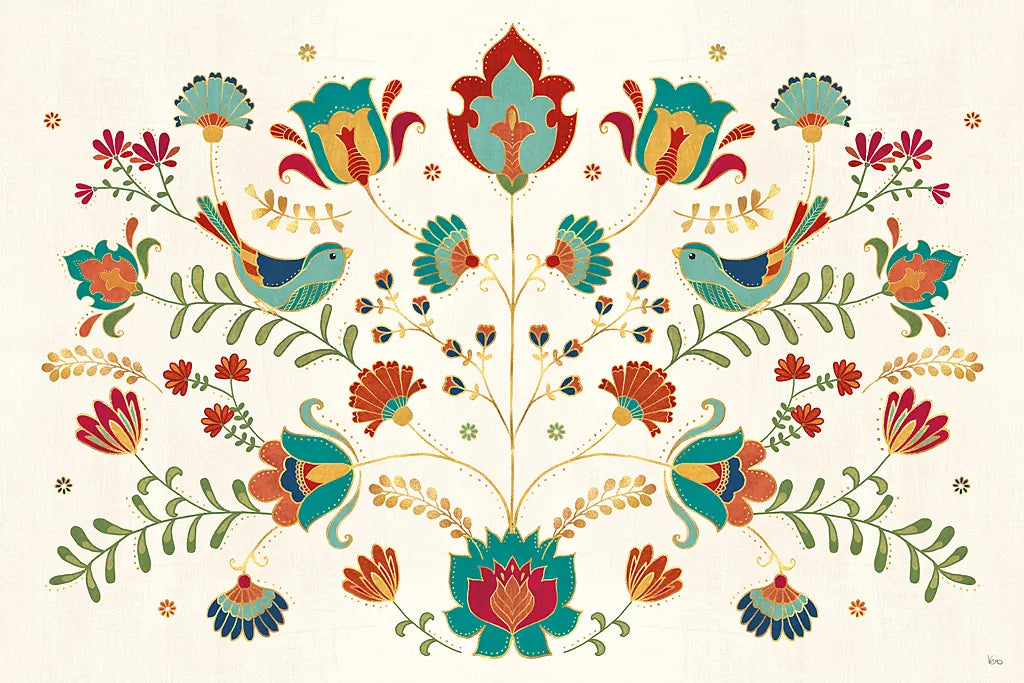 Folk Floral I by Veronique Charron. SKU 47019i. Archival Giclee Fine art print for wall decor.