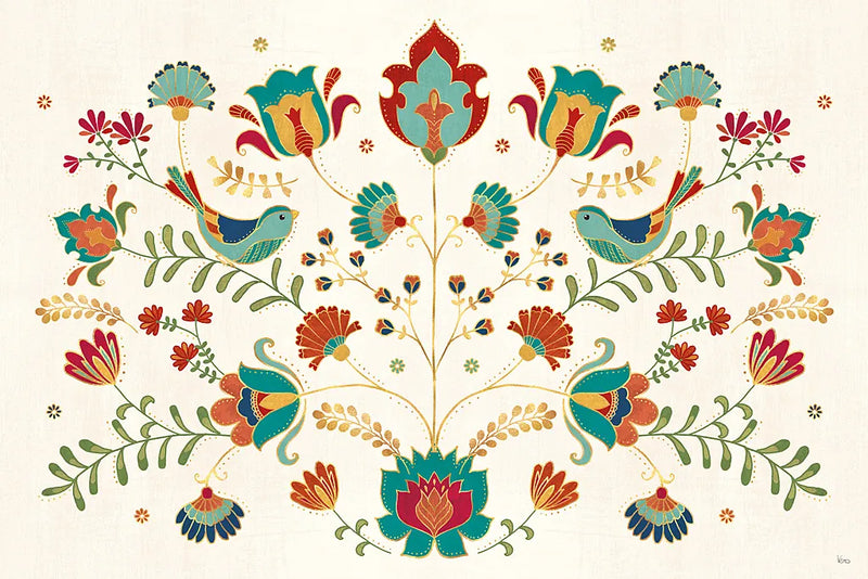 Folk Floral I by Veronique Charron. SKU 47019i. Archival Giclee Fine art print for wall decor.