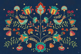 Folk Floral I Dark by Veronique Charron. SKU 47027i. Archival Giclee Fine art print for wall decor.