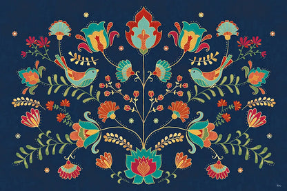 Folk Floral I Dark by Veronique Charron. SKU 47027i. Archival Giclee Fine art print for wall decor.