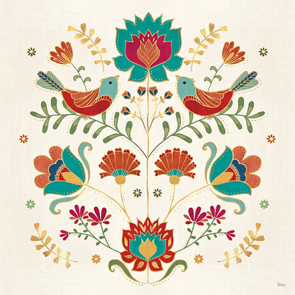 Folk Floral II by Veronique Charron. SKU 47020a. Archival Giclee Fine art print for wall decor.