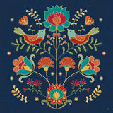 Folk Floral II Dark by Veronique Charron. SKU 47028a. Archival Giclee Fine art print for wall decor.