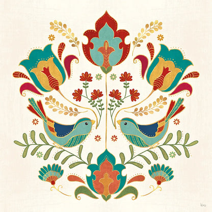 Folk Floral III by Veronique Charron. SKU 47021a. Archival Giclee Fine art print for wall decor.