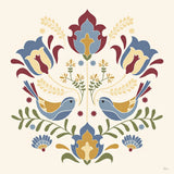 Folk Floral III Blue by Veronique Charron. SKU 49199a. Archival Giclee Fine art print for wall decor.