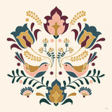 Folk Floral III Green by Veronique Charron. SKU 83600a. Archival Giclee Fine art print for wall decor.