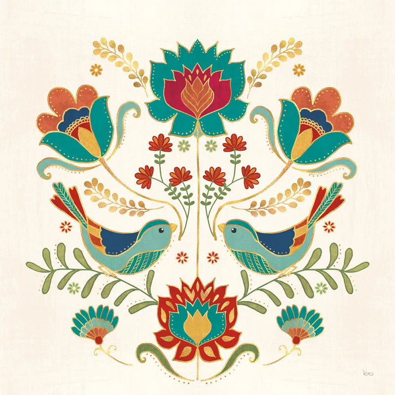 Folk Floral III v2 by Veronique Charron. SKU 55293a. Archival Giclee Fine art print for wall decor.