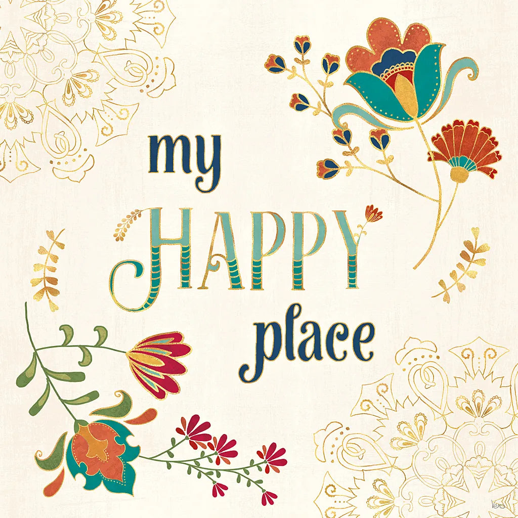 Folk Floral IV by Veronique Charron. SKU 47022a. Archival Giclee Fine art print for wall decor.