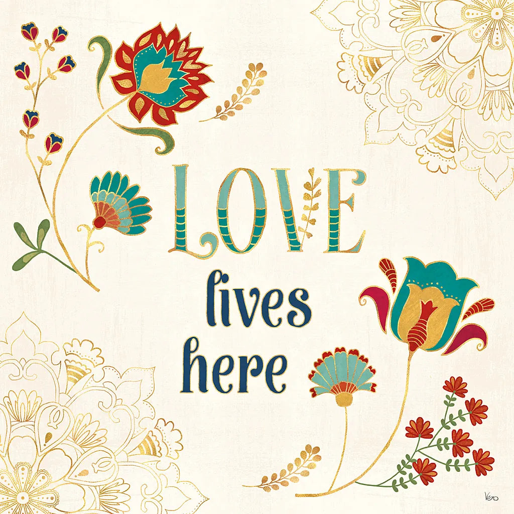 Folk Floral V by Veronique Charron. SKU 47023a. Archival Giclee Fine art print for wall decor.