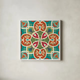 Folk Floral VI by Veronique Charron. Shown in a crisp white glass frame for a clean and minimalist style. Available as an archival giclee rolled canvas, fine art paper, or poster print. SKU 47024a.